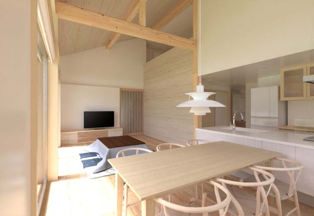 陽の栖小林建設が埼玉県行田市に建てた新築注文住宅の完成見学会の内観パース